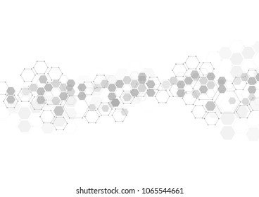 Abstract hexagonal molecular structures in technology background and science style. Medical design. Vector illustration