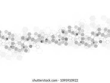 Abstract hexagonal molecular structures in technology background and science style. Medical design. Vector illustration