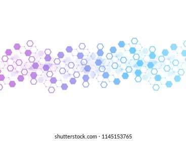 Abstract hexagonal molecular structures in technology background and science style. Medical design. Vector illustration