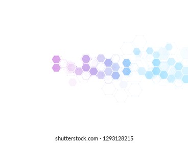 Abstract hexagonal molecular structures in technology background and science style. Medical design. Vector illustration