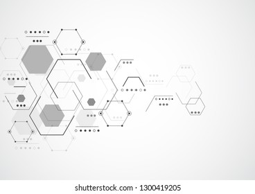 Abstract hexagonal molecular structures in technology background and science style. Medical design. Vector illustration