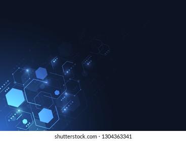 Abstract hexagonal molecular structures in technology background and science style. Medical design. Vector illustration