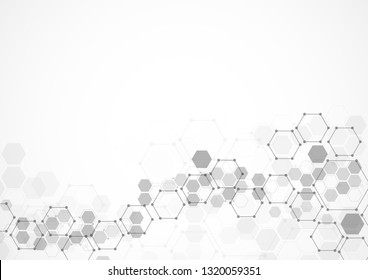 Abstract hexagonal molecular structures in technology background and science style. Medical design. Vector illustration