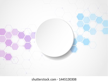 Abstract hexagonal molecular structures in technology background and science style. Medical design. Vector illustration