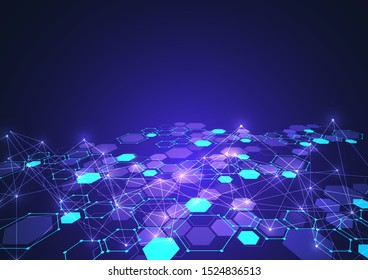 Abstract hexagonal molecular structures in technology background and science style. Medical design. Vector illustration