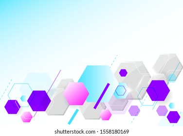 Abstract hexagonal molecular structures in technology background and science style. Medical design. Vector illustration