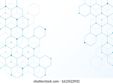 Abstract hexagonal molecular structures in technology background and science style. Medical design. Vector illustration