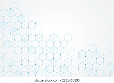 Abstract hexagonal molecular structures in technology background and science style. Medical design. Vector illustration