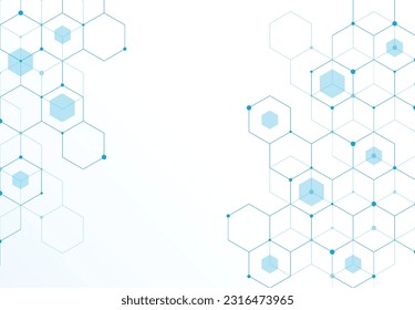 Resumen de estructuras moleculares hexagonales en el trasfondo tecnológico y el estilo científico. Diseño médico. Ilustración del vector