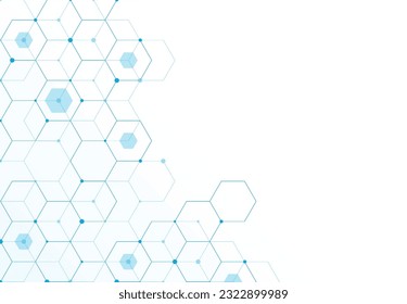 Abstract hexagonal molecular structures in technology background and science style. Medical design. Vector illustration