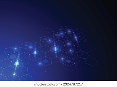 Abstract hexagonal molecular structures in technology background and science style. Medical design. Vector illustration