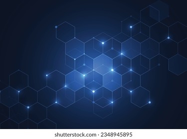 Abstract hexagonal molecular structures in technology background and science style. Medical design. Vector illustration