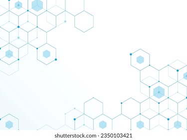 Abstract hexagonal molecular structures in technology background and science style. Medical design. Vector illustration