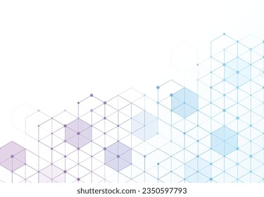 Abstract hexagonal molecular structures in technology background and science style. Medical design. Vector illustration