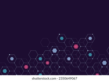 Abstract hexagonal molecular structures in technology background and science style. Medical design. Vector illustration