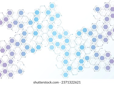 Abstract hexagonal molecular structures in technology background and science style. Medical design. Vector illustration