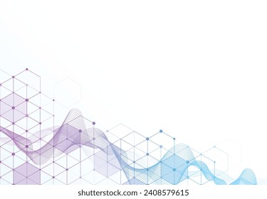Abstract hexagonal molecular structures in technology background and science style. Medical design. Vector illustration