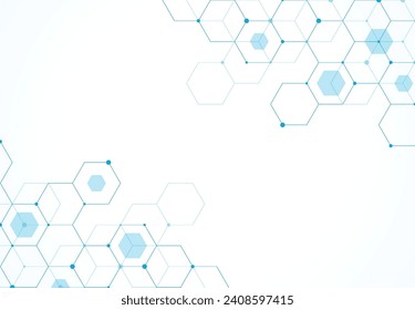 Abstract hexagonal molecular structures in technology background and science style. Medical design. Vector illustration