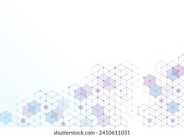 Abstract hexagonal molecular structures in technology background and science style. Medical design. Vector illustration