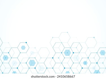 Abstract hexagonal molecular structures in technology background and science style. Medical design. Vector illustration