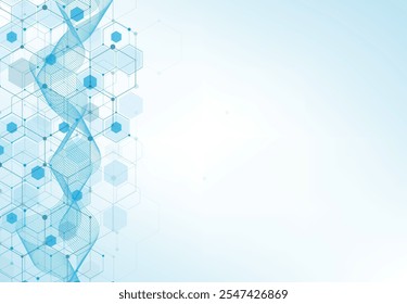 Abstract hexagonal molecular structures in technology background and science style. Medical design. Vector illustration