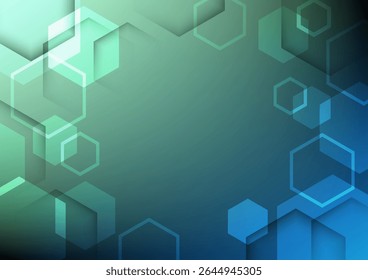 Estruturas moleculares hexagonais abstratas em fundo de tecnologia e estilo de ciência. Design médico. Ilustração vetorial.