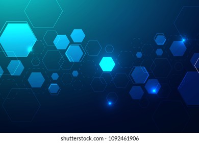 Abstract hexagonal molecular technology background, vector illustrator