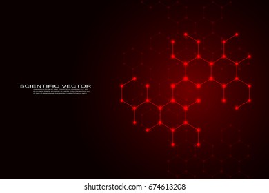 Abstract hexagonal molecule background, genetic and chemical compounds, scientific or technological concept vector illustration