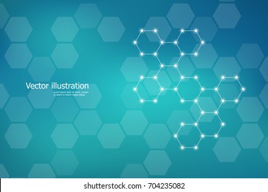 Abstract hexagonal molecule background, genetic and chemical compounds, scientific or technological concept vector illustration