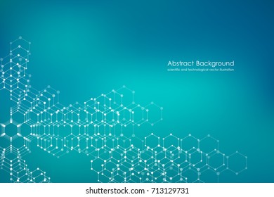 Abstract hexagonal molecule background, genetic and chemical compounds, scientific or technological concept vector illustration