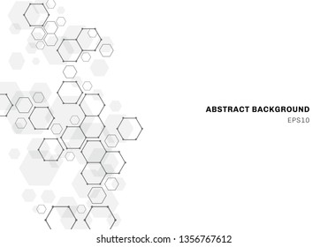 Abstract hexagonal molecule structure of neurons system. Digital technology background. Future geometric template. Vector illustration