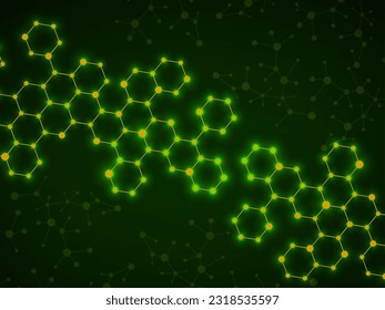 Abstrakte hexagonale Moleküle, leuchtende molekulare Struktur der DNA. Technologie-Hintergrund und Wissenschaftsdesign