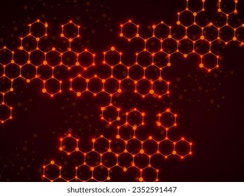 Abstract hexagonal molecules, glowing molecular structure of DNA. Technology background and science design