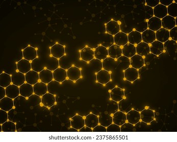 Abstract hexagonal molecules, glowing molecular structure of DNA. Technology background and science design