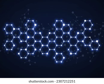 Abstract hexagonal molecules, molecular structure of DNA. Technology background and science design