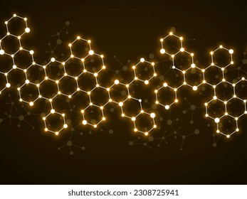 Abstract hexagonal molecules, molecular structure of DNA. Technology background and science design