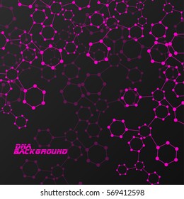 Abstract hexagonal molecules, molecular structure of DNA, geometric background