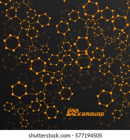 Abstract hexagonal molecules, molecular structure of DNA, geometric background