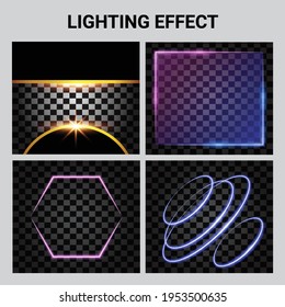 Abstract Hexagonal neon frame in blue and purple color. Neon lines, glow. Neon lines, shapes. Pink and blue glow
