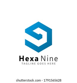 Resumen Plantilla de Ilustración del Vector de Diseño Hexagonal Nueve Logotipos