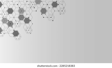 Abstract hexagonal with particles. Medical, chemistry, medicine, technology, science background design concept. Vector illustration.