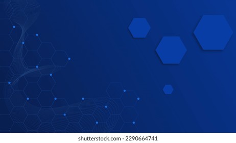Resumen hexagonal con partículas para el diseño de fondo de la medicina, química, ciencia y tecnología. Ilustración vectorial.