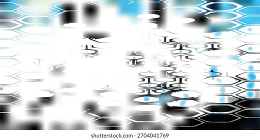Abstract Hexagonal Pattern with Blue Accents and White Highlight