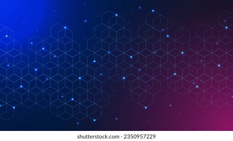 Abstract hexagonal pattern with connect the dots. Global network connection. Medical innovation, science and technology background design. Vector illustration.