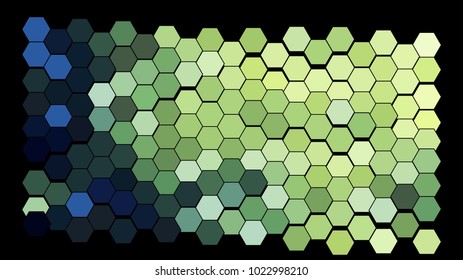 Abstract hexagonal pattern on a black background. Wavy geometric backdrop