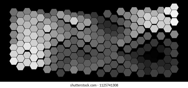 Abstract hexagonal pattern on a black background. Wavy geometric backdrop. The image format is suitable for printing on a mug.