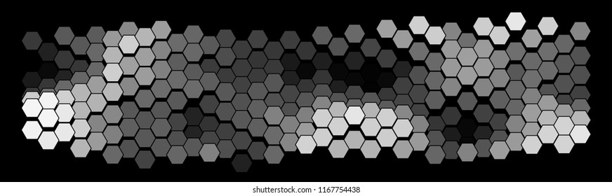 Abstract hexagonal pattern on a black background.  Colorful geometric backdrop.