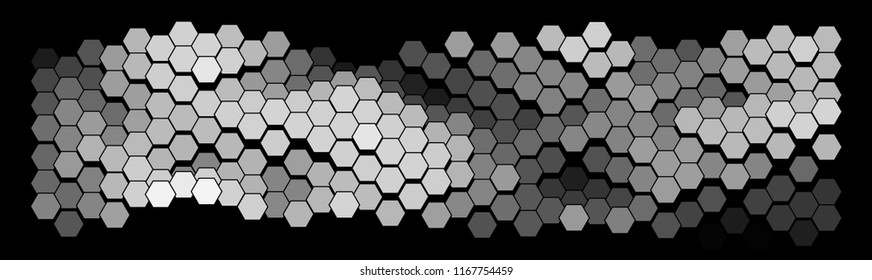 Abstract hexagonal pattern on a black background.  Colorful geometric backdrop.