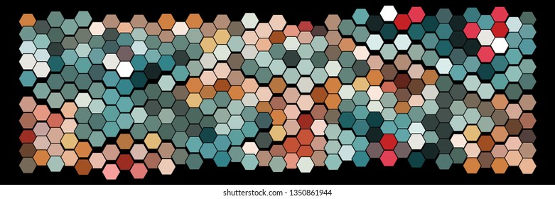 Abstract hexagonal pattern on a black background. Wavy geometric backdrop.