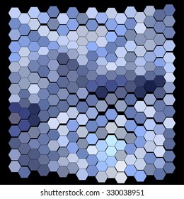 Abstract hexagonal pattern on a black background